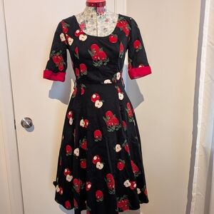 Collectif Black Dress with Apple Motif size small
